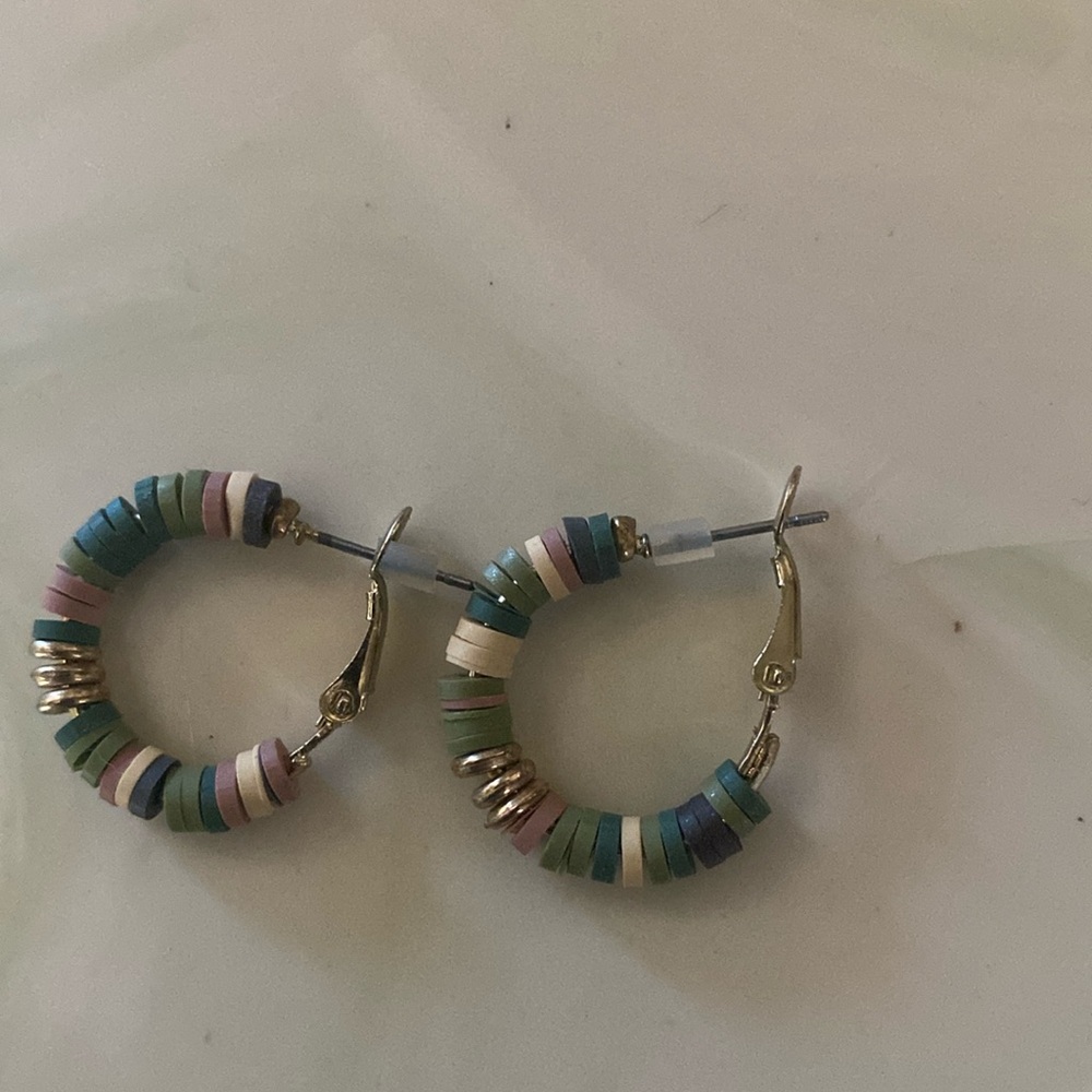 Beaded Gold-Tone Hoop Earrings